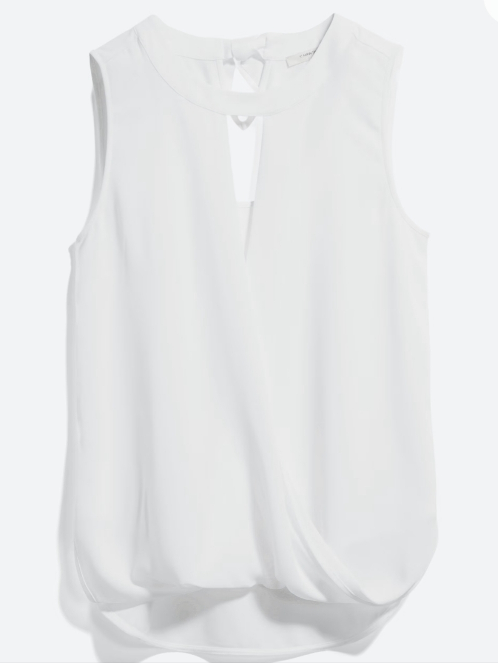 41 Hawthorn White Sleeveless V-Neck Mixed-Material Blouse